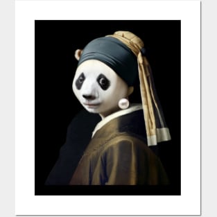 Panda and Girl with a Pearl Earring Posters and Art